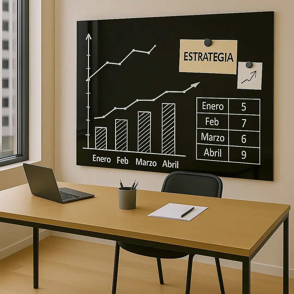 Pizarra Magnética de Cristal Templado – Negro Intenso