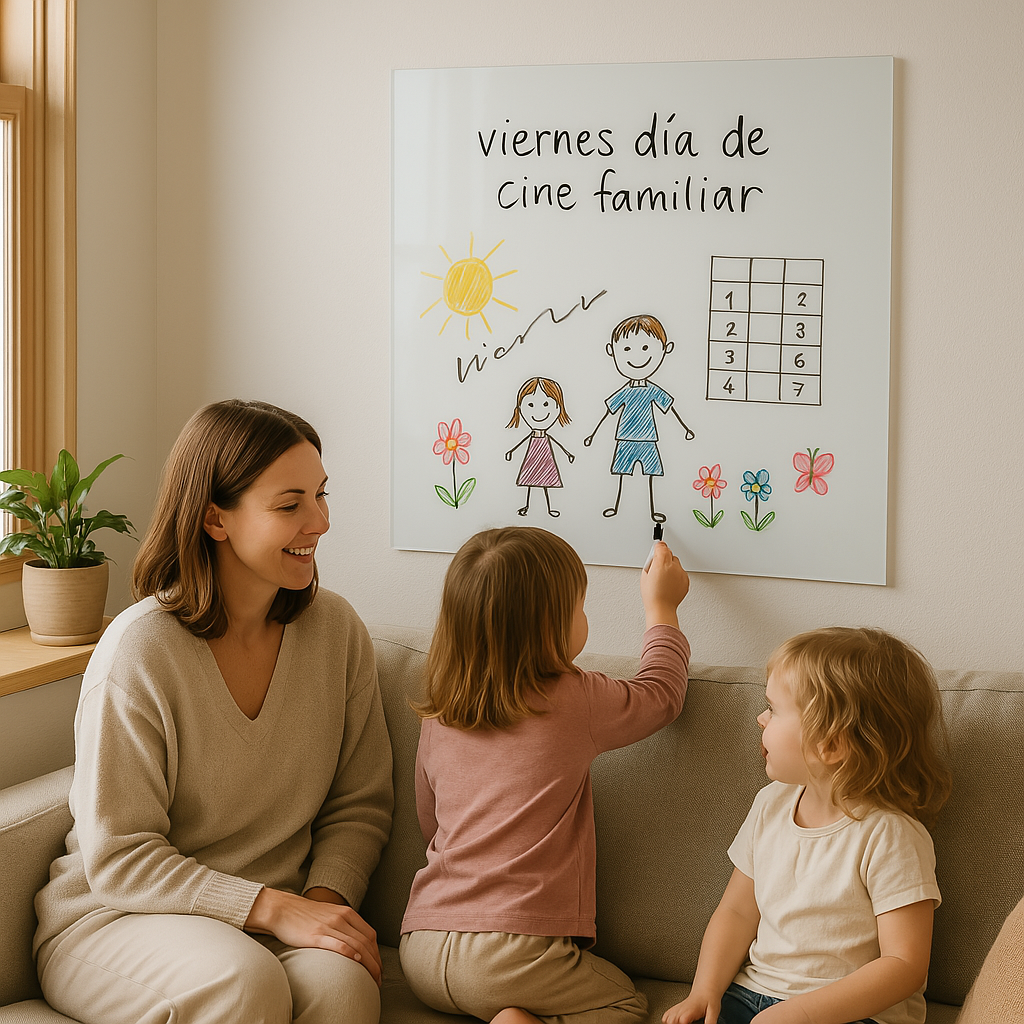 pizarra de cristal blanco familias y hogares