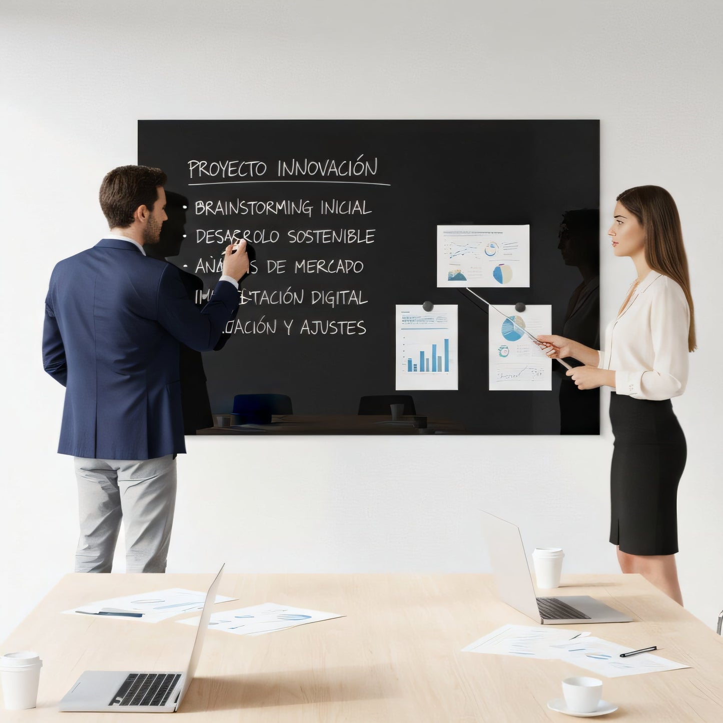 Pizarra Magnética de Cristal Templado – Negro Intenso