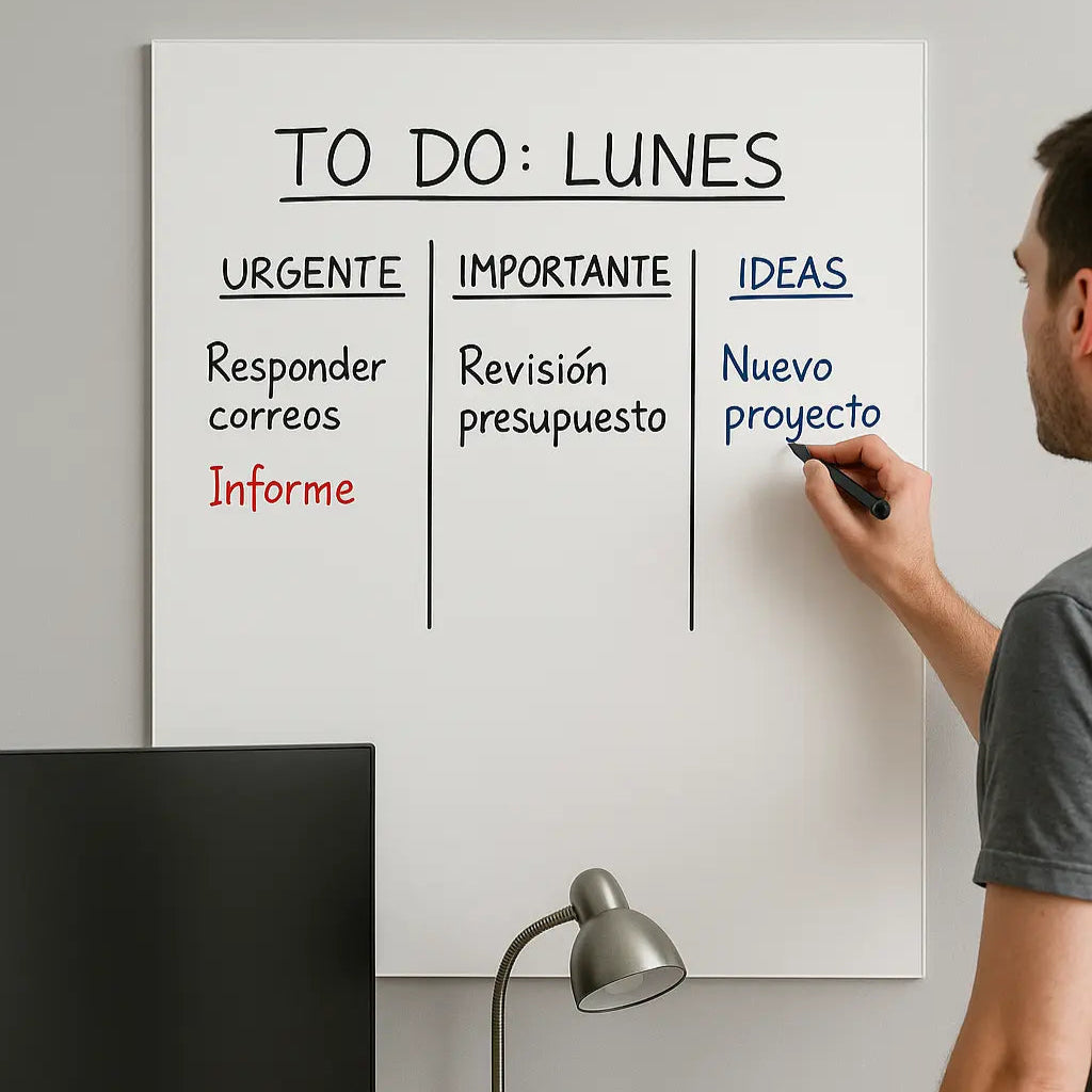 Pizarra de cristal magnética blanca