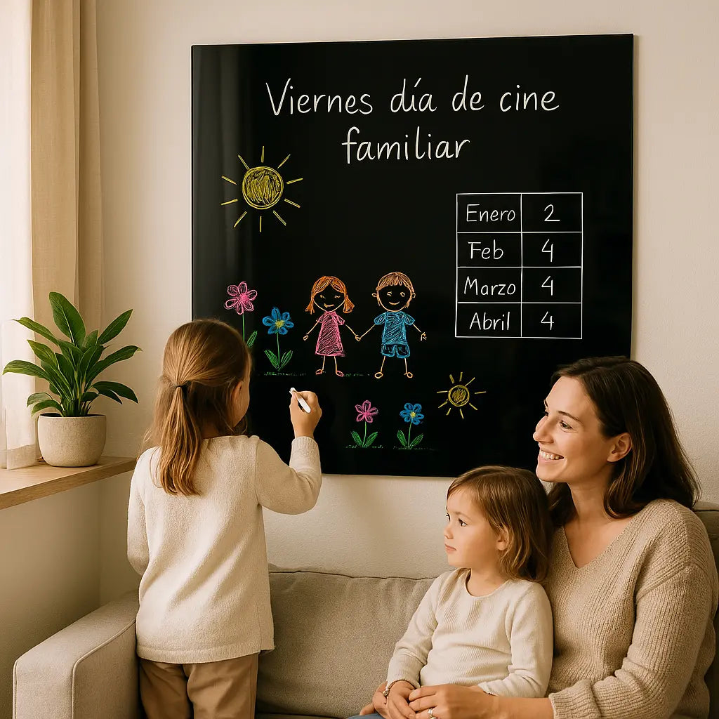 Pizarra Magnética de Cristal Templado – Negro Intenso