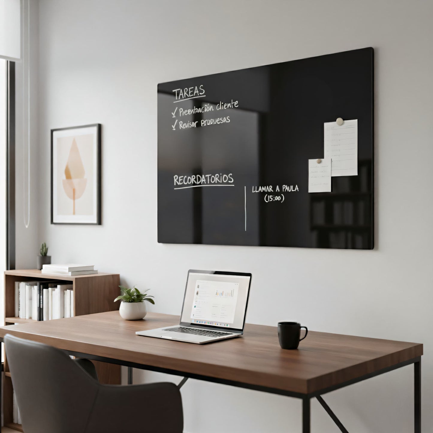 Pizarra Magnética de Cristal Templado – Negro Intenso