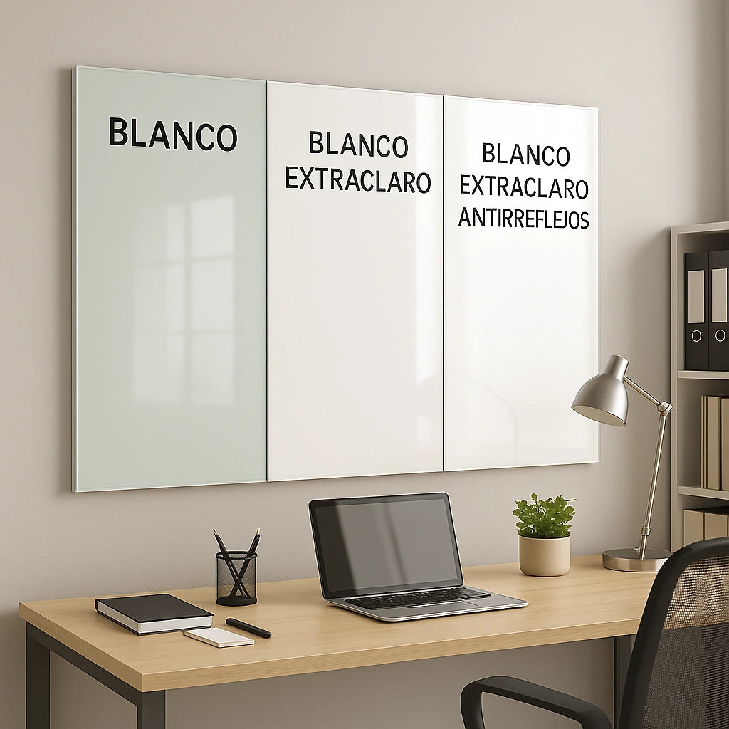 Pizarra de cristal magnética blanca